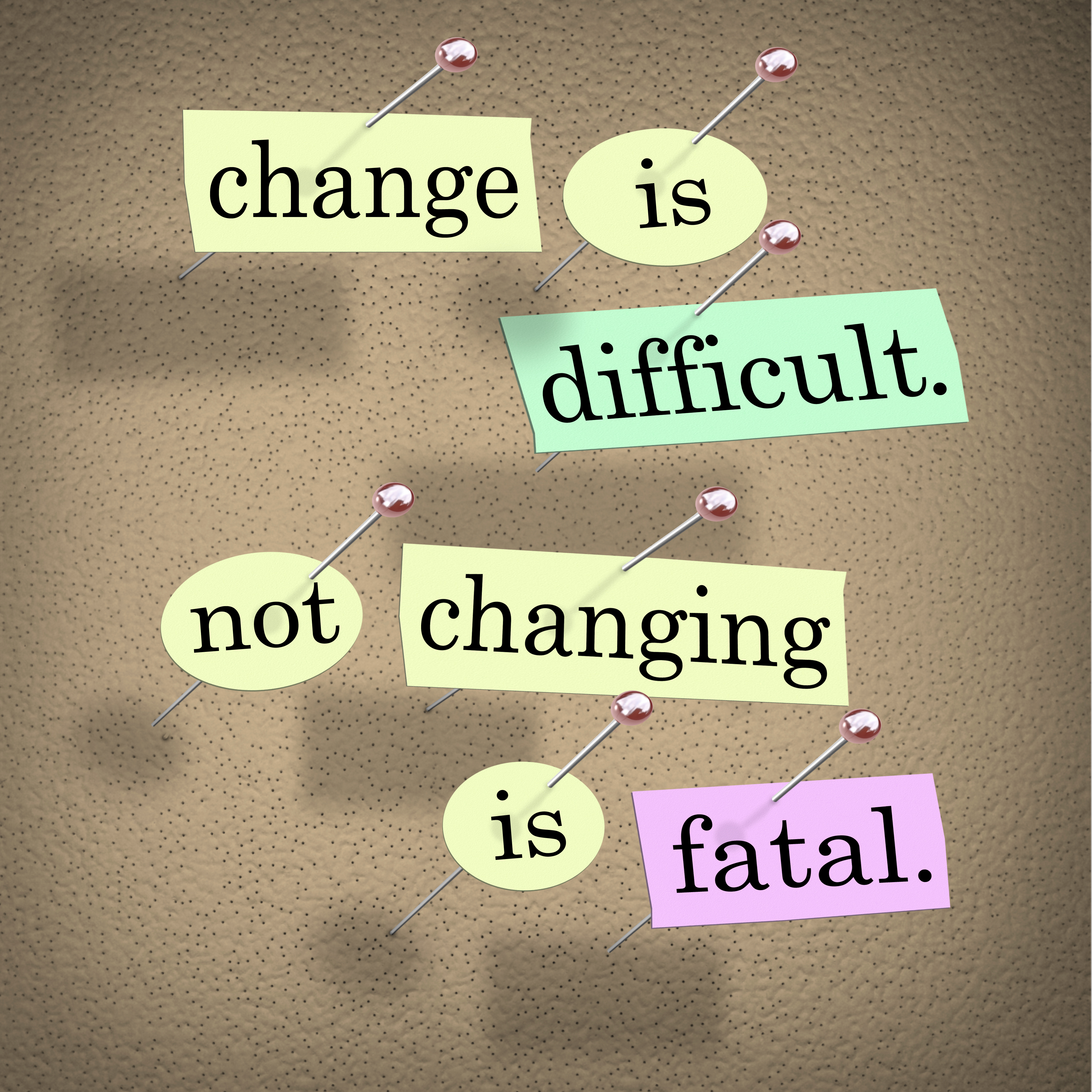 Change Difficult Not Changing is Fatal Words Bulletin Board